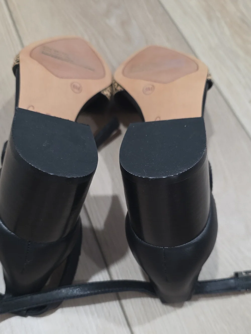 Pointed Toe D'Orsay Block Heel Shoes in Black and Leopard